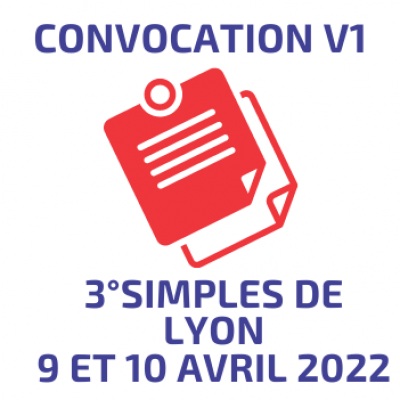 Version « 1 » des convocations → 3ème édition de Simples de Lyon des 9 & 10 avril 2022