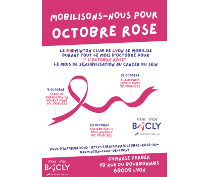 Octobre Rose au Badminton Club de Lyon