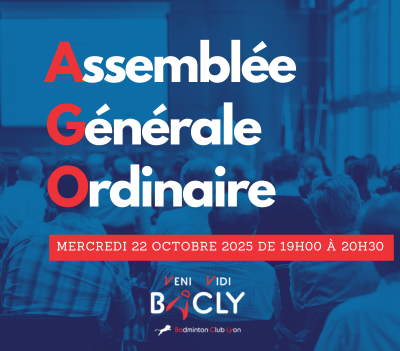 Assemblée Générale Ordinaire le mercredi 22 octobre 2025 de 19h00 à 20h30 au gymnase Ferber