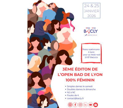 3ème édition de l’Open Bad de Lyon 100% féminin les 24 & 25 janvier 2026