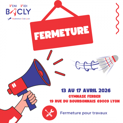 Fermeture du gymnase du 13 au 17 avril 2026