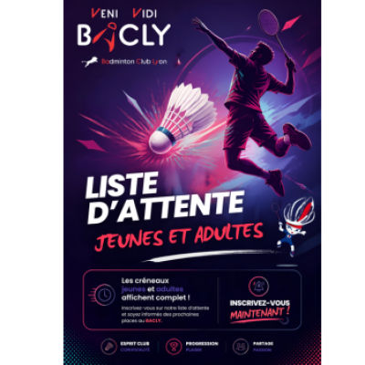 Liste d&rsquo;attente « Jeunes » et « Adultes » sur la saison 2026 / 2027
