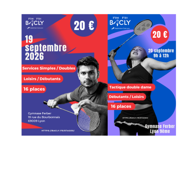 Stages de Badminton les 19 & 20 septembre 2026